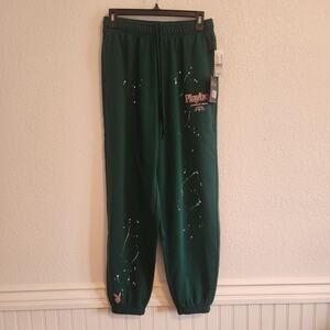 Playboy Women's Size S Sweatpants Green/Pink 90's Sexy Bunny Logo Sweatshirt NWT